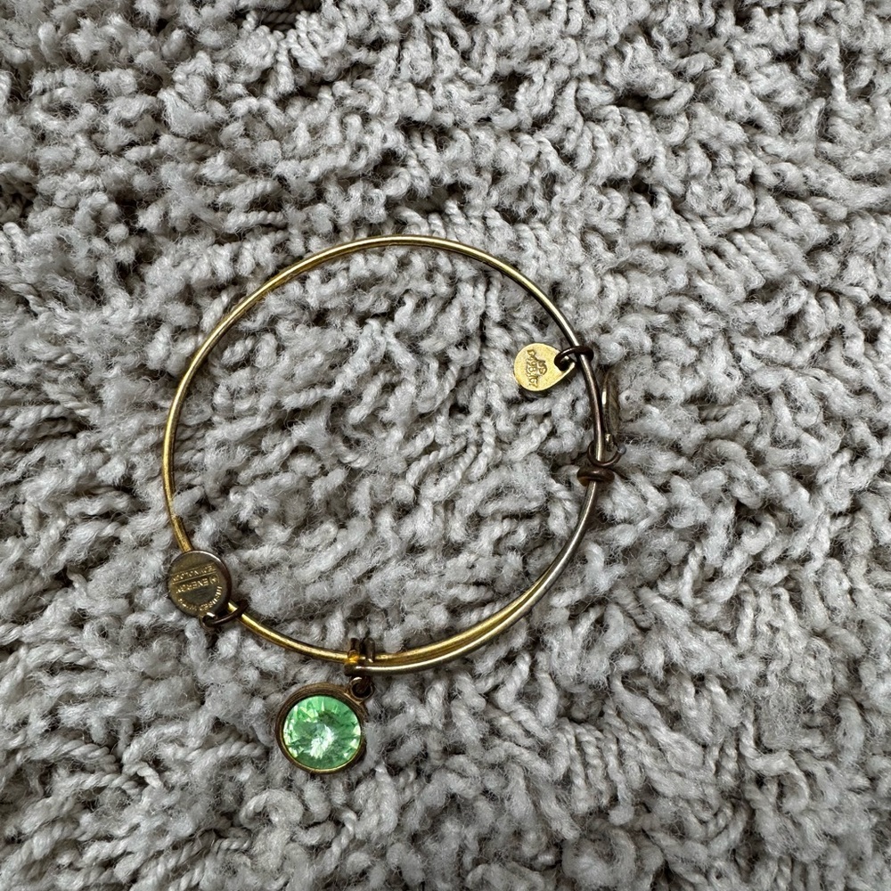 ALEX AND ANI Gold Bracelet with Green Charm